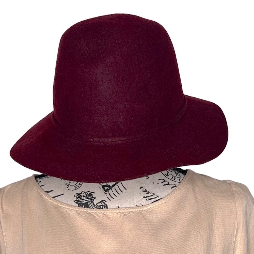 Y2K Target Women’s Burgundy Wool Fedora Hat Size Med Maroon Prairie Minimalist